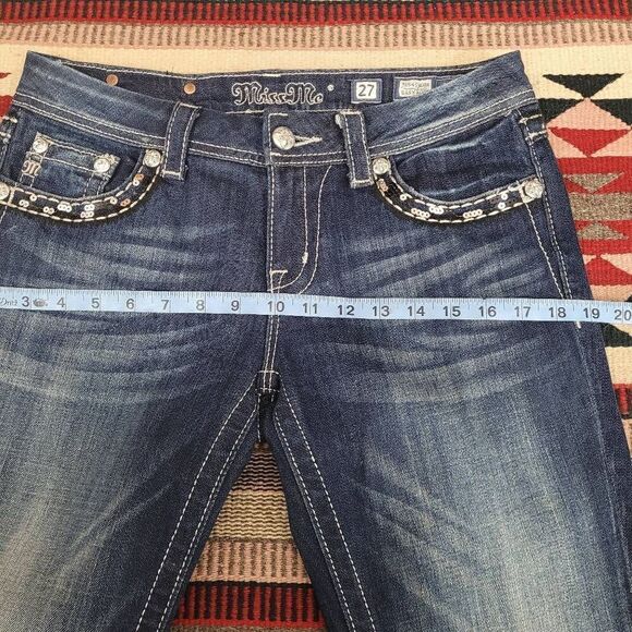 Miss Me Easy Boot Cut Jeans Sz 27 Bling‎ Rhinestone Jeweled Sequin Mid Rise - Picture 8 of 12